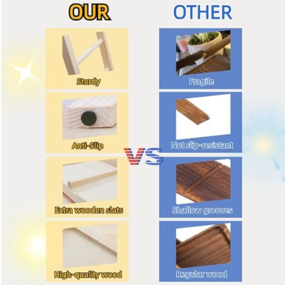 3-Tier Pine Wood Fruit & Vegetable Stand w/ Removable Serving Platters - Picture 6 of 10